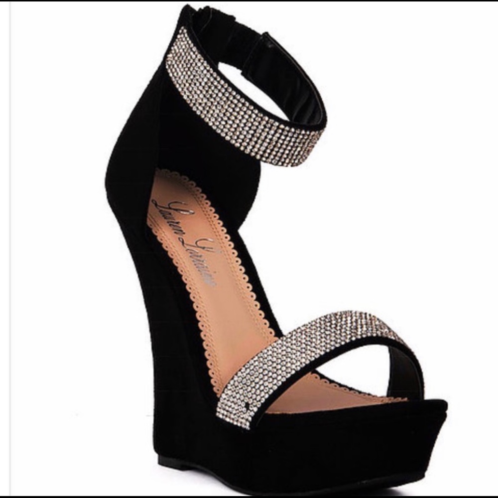 🔥Huge Sale🔥 Black Diamond Studded Wedges